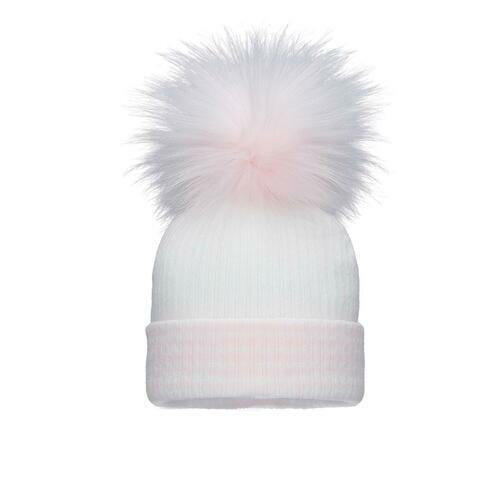 White/Pink single knit Pom